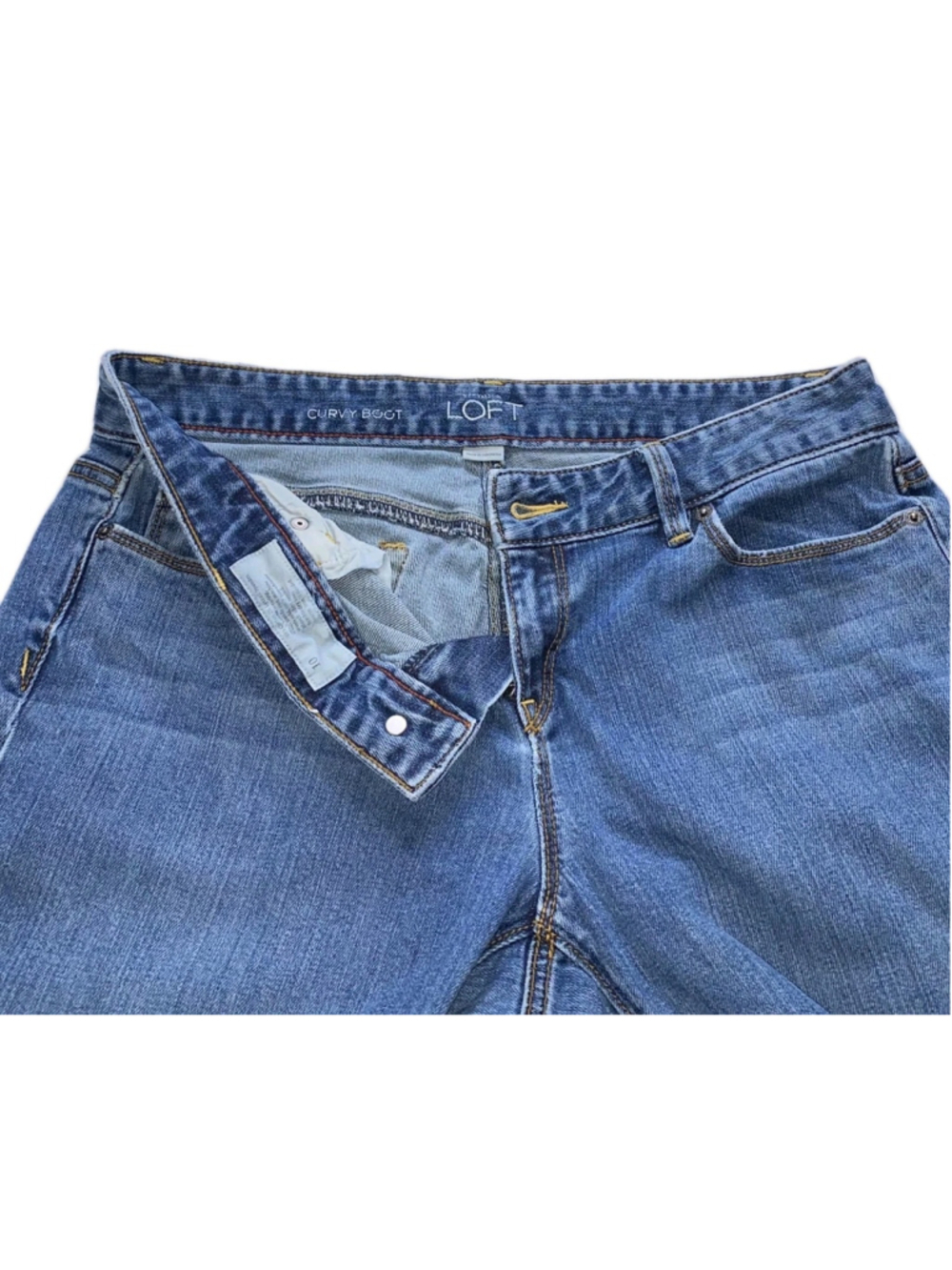 LOFT Curvy Boot Jeans Womens 10 Blue Medium Wash Mid Rise Bootcut Denim - Picture 5 of 10